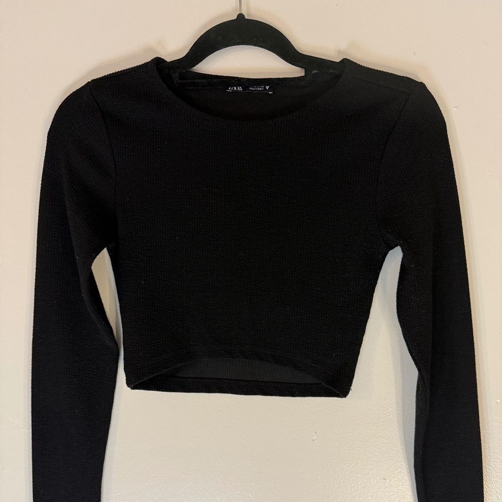 Zara Cropped Long Sleeve Top
